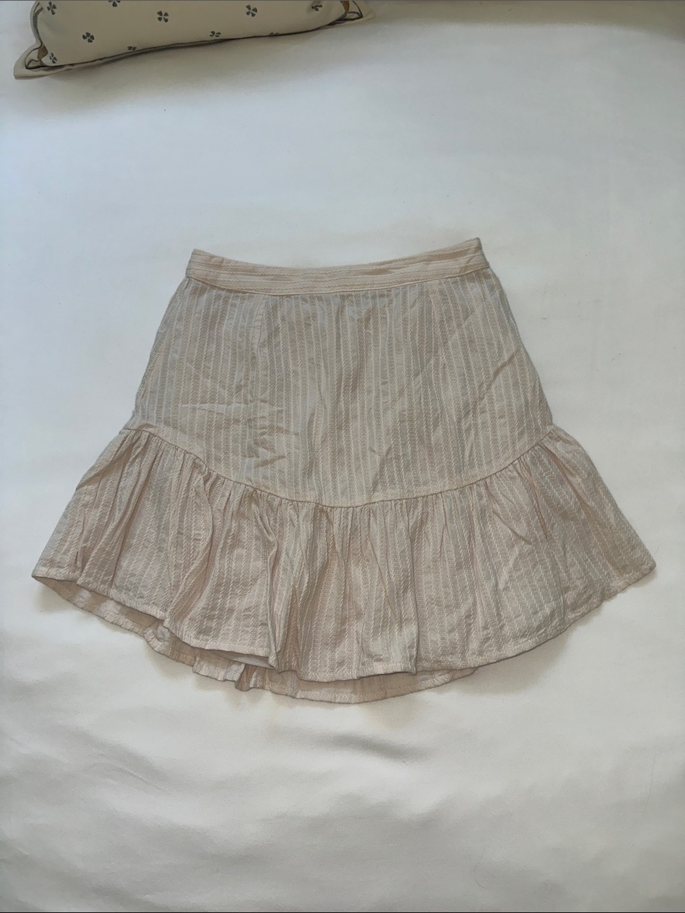 Ruffled Cotton Blend Mini Skirt